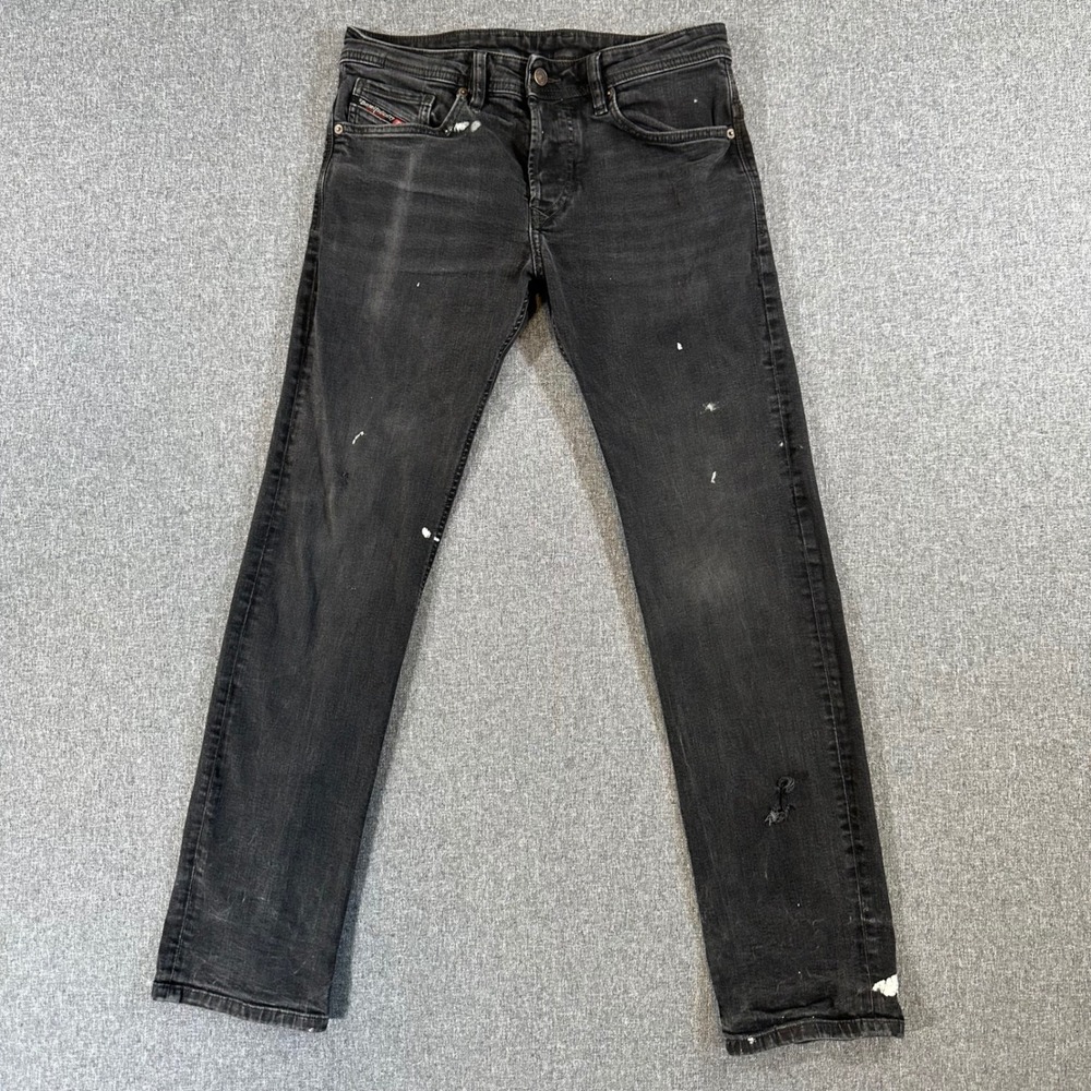 Diesel Jeans Mens 30 Safado-X Black Paint Splatter Distressed Regular Straight